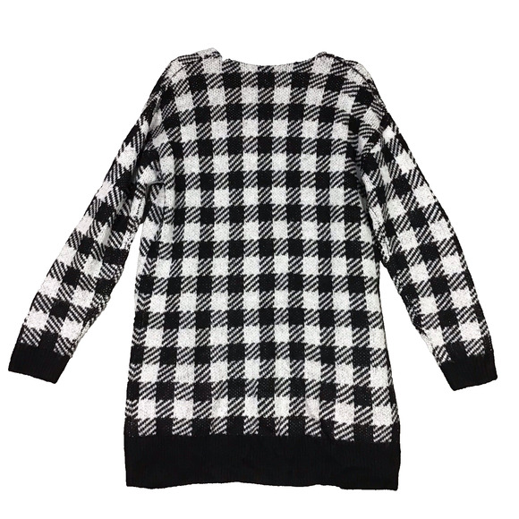 BP Women’s Cardigan L Black White Buffalo Check Plaid Open Front Sweater NWT - Picture 8 of 9